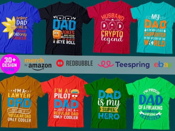 Father’s Day T Shirt Design Bundle for Print Templates and Graphics