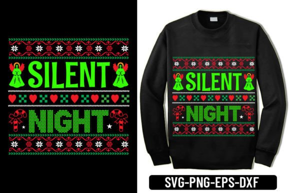 Silent Night Christmas Ugly Sweater Graphic Design