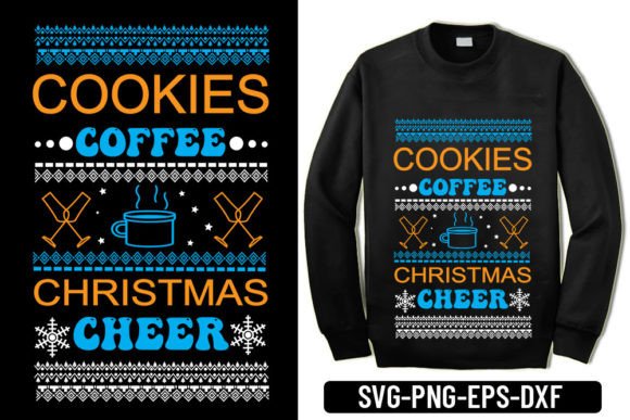 Ugly Sweater - Cookies Coffee Christmas Graphics for T-Shirt Designs