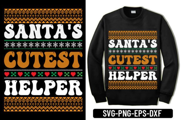 Ugly Sweater - Santa's Cutest Helper Graphics for T-Shirt Designs